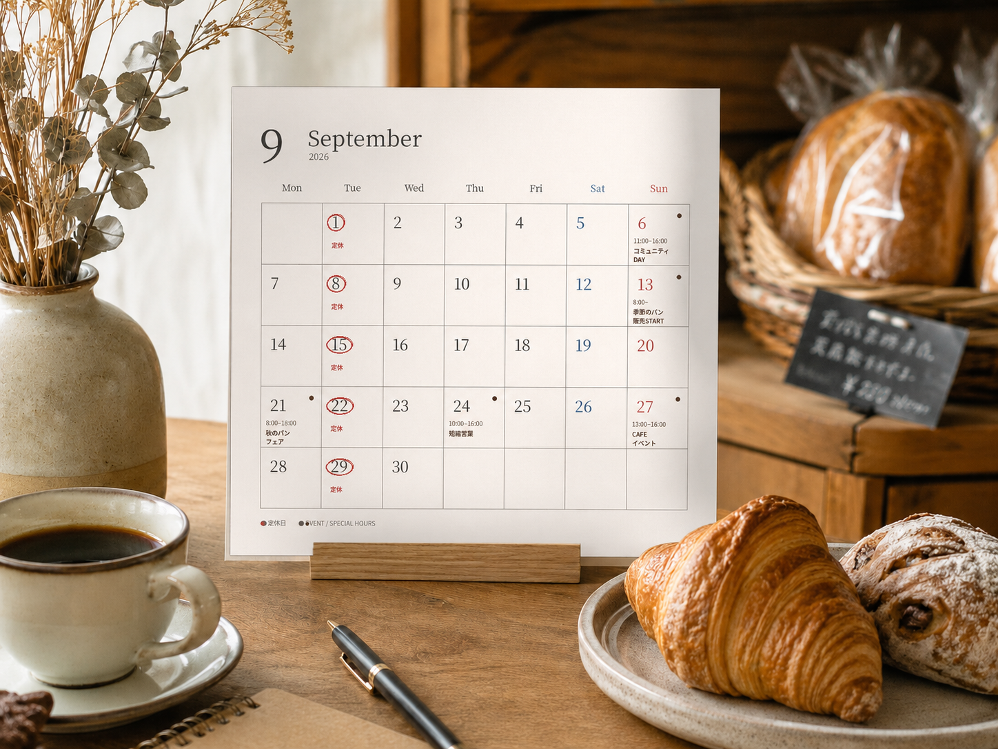 9月のカレンダーを更新しました。